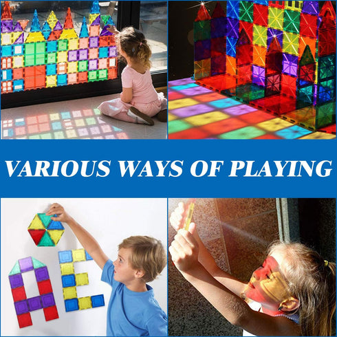 100PCS Magnetic Tiles Blocks for Kids Ages 3-8, STEM Educational Magnet Building Toys for Toddlers, Gifts for 3-8 Year