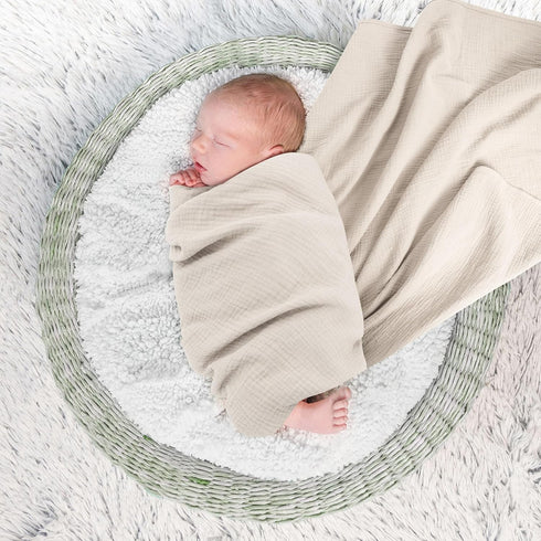 Muslin Swaddle Blanket Baby, 100% Cotton Receiving Blanket, Soft Thin 40x40in 2Pack for Unisex Newborn