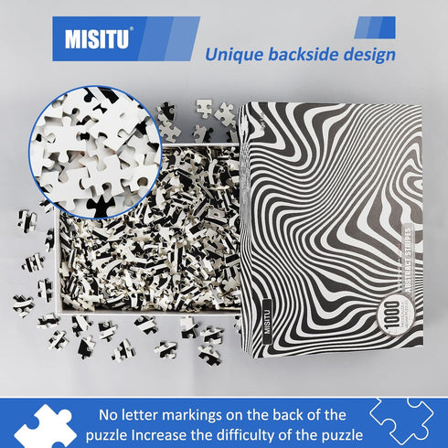MISITU 1000 Pieces Jigsaw Puzzles for Adults, Black and White Strips, Challenging Abstract Puzzles, 28 x 20 inch