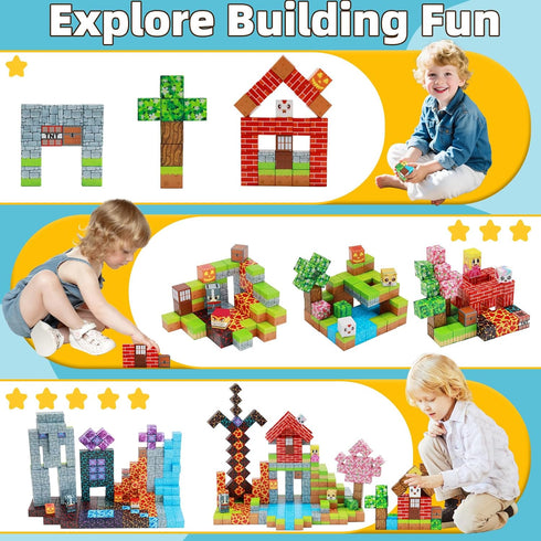 150PCS 3 4 5 6 7 8 9 10, 1" EchoPlan Magnetic Blocks, Magnetic Building Blocks, STEM Constructions Magnet Blocks