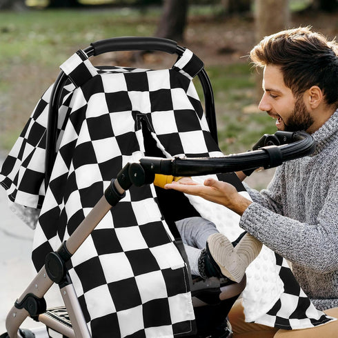 DILIMI Baby Car Seat Cover, Minky Warm Car Seat Covers for Babies, Peekaboo Opening Infant Car Seat Cover, Nursing