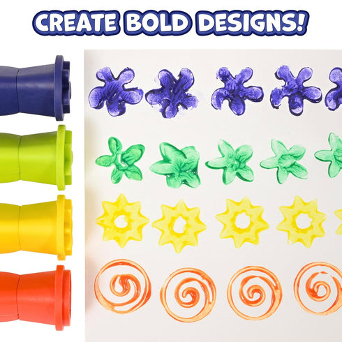2 Set 4 Ready Learn Triangle Grip Stampers - Patterns - of - Playdough Accessories - Easy-Grip Art Supplies - Paint