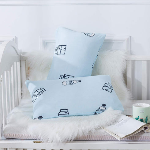 Household Cotton Jersey Knit Toddler Pillowcases, Soft Breathable Travel Pillow Cases, 2 Pack (Airy Blue)