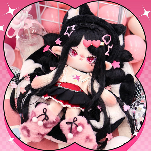 CALEMBOU 30 cm Plush Doll with Skeleton, Soft Anime Dress Up Doll, Kawaii Stuffed Toy Gift with Doll Clothes