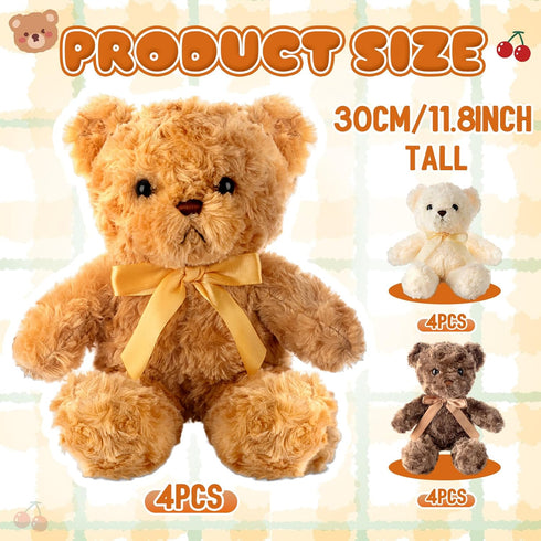 Jenaai 12 Pieces Stuffed Animals, Soft Party Gift Plush Bears for Baby Shower Centerpieces, Birthday Decorations (11.8