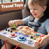 2-4,Wooden Montessori Busy Board for Toddlers Sensory Steering Wheel Toys with LED Light Switch,Travel Toy Educational