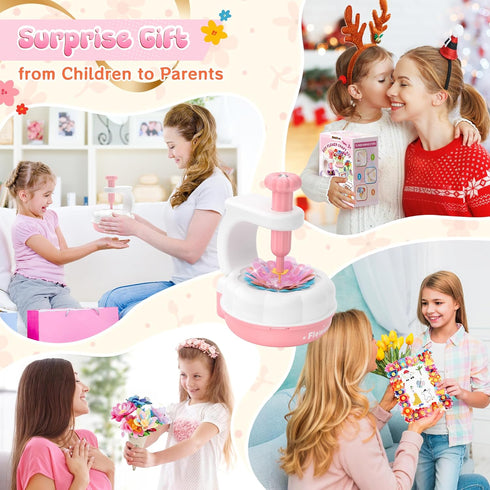 300+PCS 2026 4 5 6 7 8+ GirlsHome Fabric Flower Bouquets Toys, Upgrade DIY Flower Making Kit for Kids, Reusable Arts