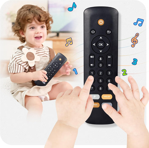 Baby TV Remote Toy - Early Learning Musical Toy with Realistic Play, Lights, and Sounds - Gift for 1-2 Year Old Boys