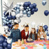 Blue Silver Balloon Arch Kit, Navy Blue Silver White Balloon Garland with Metallic Light blue silver Balloons Star Foil