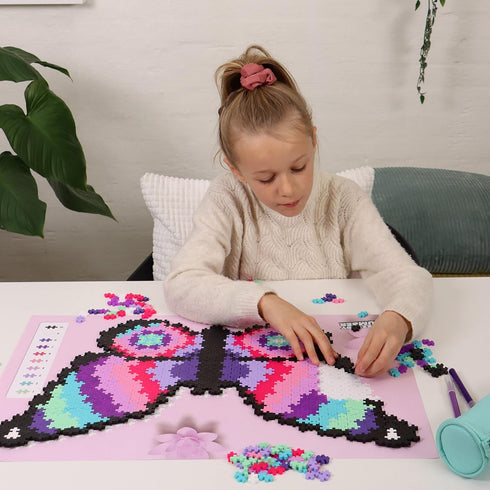 Plus-Plus: Puzzle by Number - Butterfly - 800 Piece Color to Number Matching, Interlocking Mini Blocks, Construction