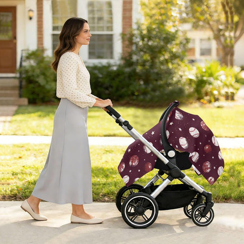 Mazeann Baseballs Stars Car Seat Cover Baby Breathable Soft Infant Carseat Covers Canopies Babies Carrier Covers