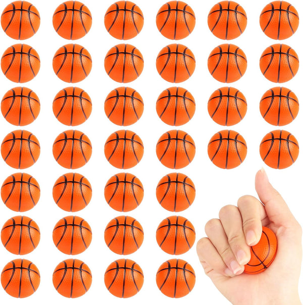 Mini Basketball Stress Ball 36 Pack, Small Foam Sports Ball, Basketball Party Favors for Kids, Anxiety Relief Toy