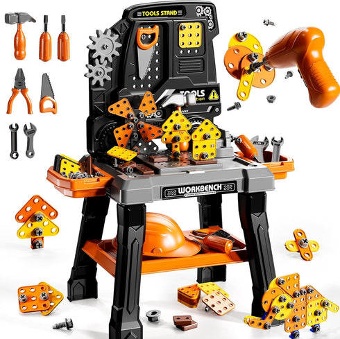 Kids Tool Toy Playset with Electronic Drill Sound for Aged 3 4