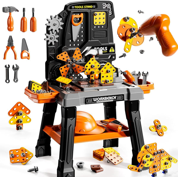 Kids Tool Toy Playset with Electronic Drill Sound for Aged 3 4
