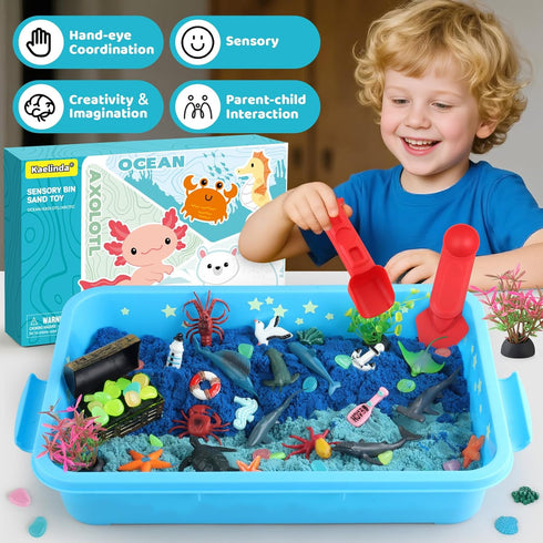 Kaelinda 3-5, 3-4, 3 4 5 6 7 8 Ocean Sensory Bin - Sea Animals Toys for Kids Sensory Bin Sand Gifts for Toddler Ocean