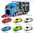 TEMI Transport Cars Carrier Set Toys with Play Mat, Die-cast Vehicles Truck for Kids Age 3-9