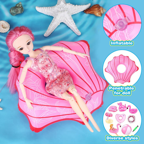 CHENGU 6 Pcs Pool Floaties for Girl Dolls - Swim Accessories Set for 11.5" Dolls