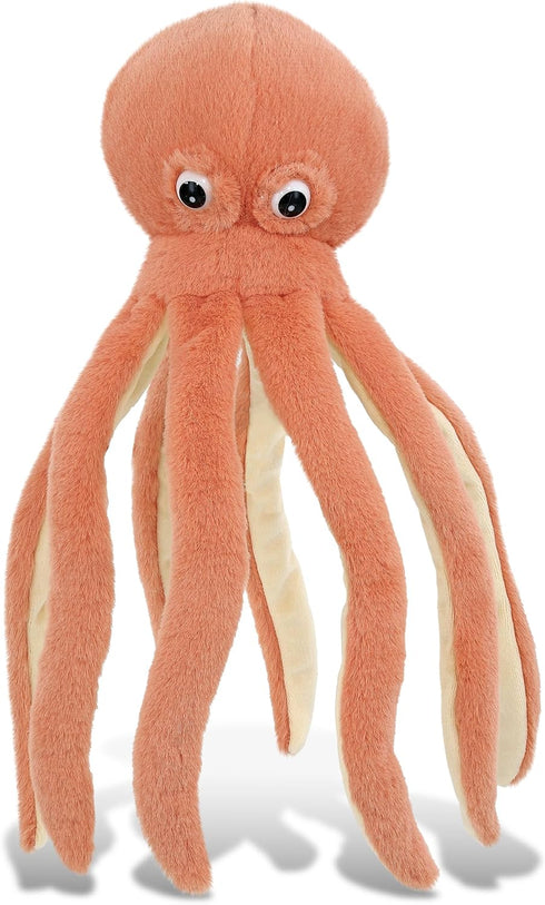 DolliBu Orange Octopus Super Soft Stuffed Animal, Cute Realistic Plush Toys for Girls, Boys, Adults - 15 Inches