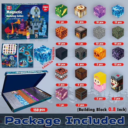 150 Set 3+ Goody King PCS Magnetic Building Blocks,Dark Castle Magnetic Blocks,Magnetic Toys for Kids, Sensory Toy