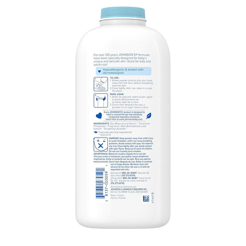 Johnson's Baby Powder, Pure Cornstarch, Aloe & Vitamin E, 22 Ounce (Pack of 3)