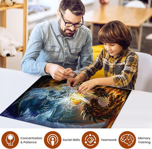 1000 (27.5"x 19.7") Puzzles for Adults Piece Jigsaw Puzzles Fire Dragon and Electric Dragon Fight Puzzle Game