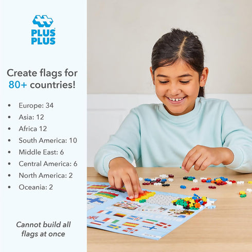 Set, PLUS PLUS Learn to Build, Flags of the World - Mini Puzzle Building Blocks Stem Toys for Kids - Educational