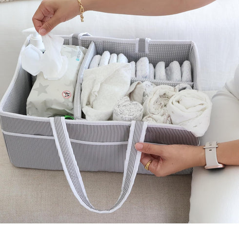 Lily Miles Baby Diaper Caddy - Organizer Tote Bag for Infant Boy or Girl - Baby Shower Basket - Nursery Must Haves