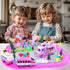 Sets 3D 3-5 Pink Train for Toddlers|Musical Electric Train Toys with DIY Ice Cream Truck Foam Puzzles Party Scene