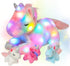 Hopearl LED Plush Unicorn Lighting Up Stuffed Mommy Unicorn with 3 Baby