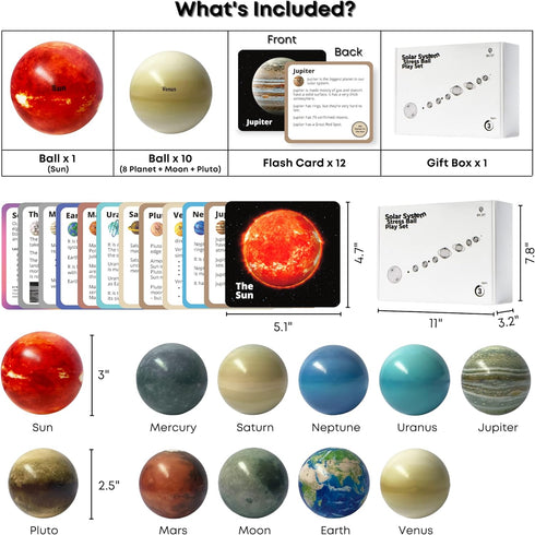 Planets for Kids Solar System Toys, Space Toys for Kids 3-5, Planet Balls and Astronaut Toys for Space Fun