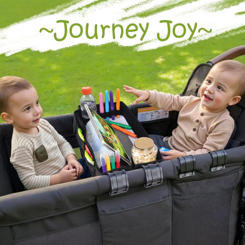 W2, Babenest Stroller Snack Tray for Wonderfold Wagon Foldable Thickened Snack Tray with Cup Holder, Storage Mesh Bag