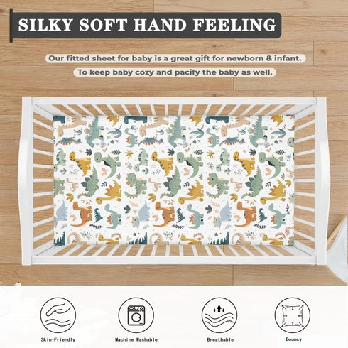 ZDCUSTOM 2 Pack, 52"x28" Cozy 2-Pack Changing Pad Cover for Girls Boys Dinosaur Print Soft Diaper Change Table Sheets