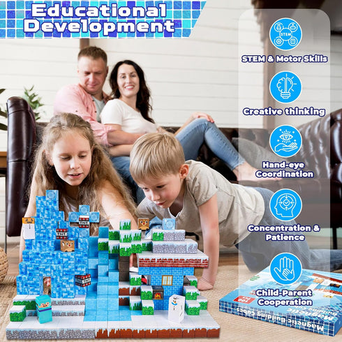 Magnetic Blocks - 100PCS Build Frozen Castle Magnet World, Magnetic Toys for Montessori Toddler Christmas Birthday Gifts