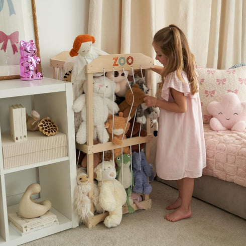 Wooden Stuffed Animal Storage for Kids Large Toy Storage Organizer & Holder for Your Kids Playroom or Nursery Easy