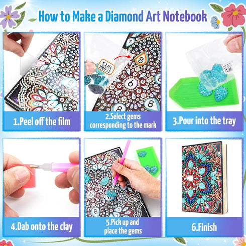 Micaracy 6-8-9-10, 5 7 11 12 5-10 (2 Craft Kits for Kids Age Presents for Year Old Girls Notebook Diamond Art Painting