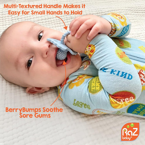 100% 3 RaZbaby Penguin RaZbuddy w/RaZberry Teething Relief Pacifier Soothes Sore Gums w/Nature-Inspired Texture