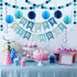 Blue Birthday Decorations with Happy Birthday Banner, Paper Honeycomb Balls, Circle Garland, Hanging Swirl Decorations