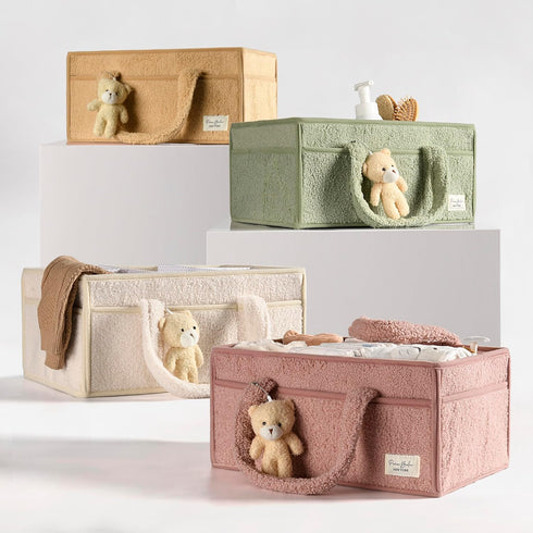 PeraBella Baby Diaper Caddy Organizer with Handle, Boy & Girl Shower Gift Basket, Portable Diaper Storage Basket Bin