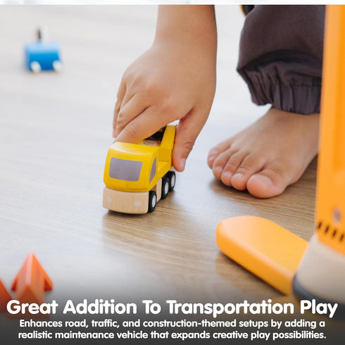 Set Set PlanToys Highway Maintenance Wooden Montessori Vehicle and Imaginative Play | Creativity, Language and Social