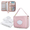 Diaper Clutch Bag with 2 Pieces Wipes Dispensers, Small Diaper Bag with Multiple Pockets for Baby Necessities, Pink
