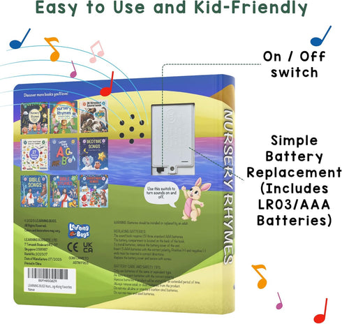15 28-Button 1-3 LEARNING BUGS Nursery Rhymes with Animal Friends Sing Along with Nursery Rhymes, Musical Books
