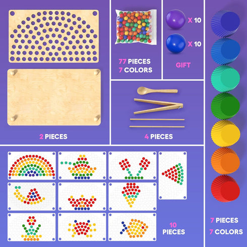 Counting 3 4 5 Toddler Wooden Learning Montessori Toys Preschool educational board bead game Baby Rainbow Stacking