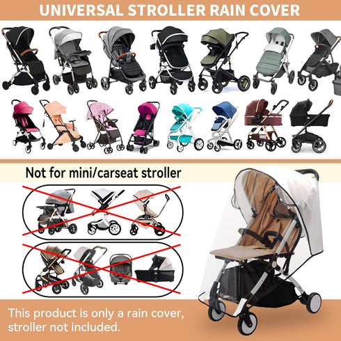 Bemece Baby Stroller Rain Cover, Universal Waterproof Windproof Travel Weather Shield with Ventilation
