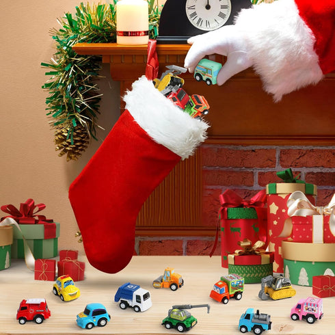 Fajiabao 18 Pcs Toy Car Mini Pull Back Cars for Toddlers, Party Favors Bulk Small Construction Toys for Kids