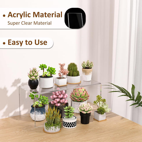 12x5.5x5 pack 2, Countertop 12x5.5x5 Inch Sezanrpt Acrylic Shelf Riser of Acrylic Display Storage Organizer for Funko