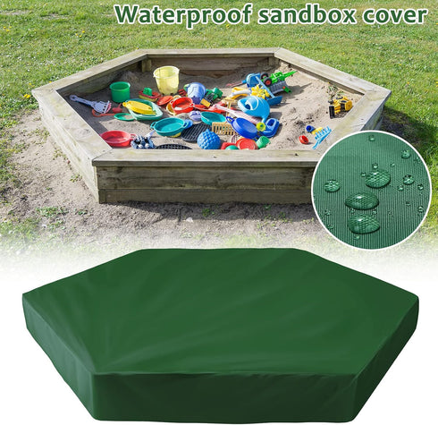 MIKIMIQI (230X200cm) Sandbox Cover, Hexagon Sandbox Sandpit Cover with Drawstring Waterproof Sandbox Pool Cover Oxford