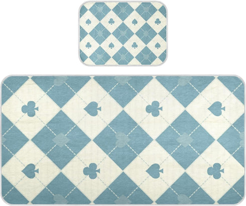 SyXIOP Blue Beige Poker Cooling Baby Crib Mattress Cover 28" x 52" Ultra