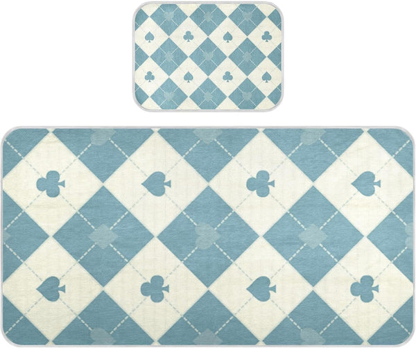 SyXIOP Blue Beige Poker Cooling Baby Crib Mattress Cover 28" x 52" Ultra