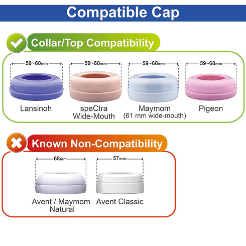 Maymom Dome Caps for Lansino Wide-Mouth Collar Ring, Compatible with Lansinoh Bottle Top