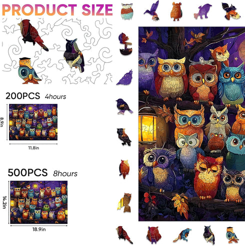 500 18.9'' 14.2'' Mocfesk Wooden Puzzles for Adults, Owl Family Puzzles Pieces, Unique Shaped Jigsaw Puzzles for Adults